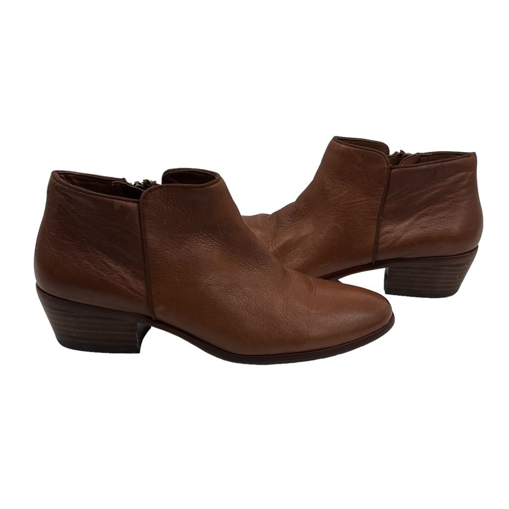 Sam Edelman Brown Leather Petty Heeled Ankle Boots Size 8 Women’s